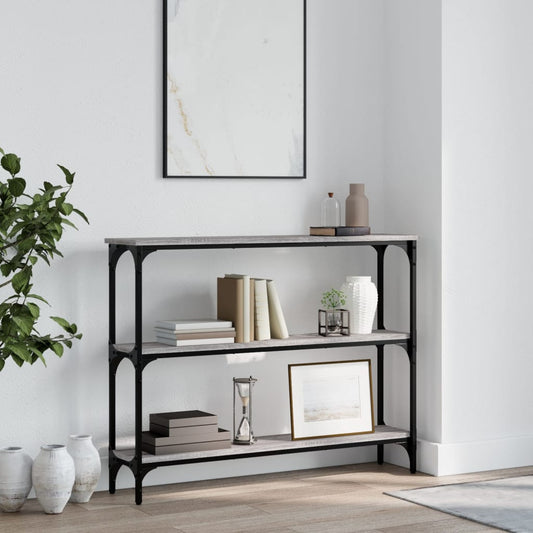 Sonoma Grey Console Table - Engineered Wood, 100x22.5x75cm