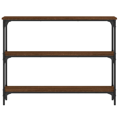 Brown Oak Console Table - Engineered Wood, 100x22.5x75 cm
