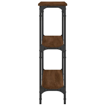 Brown Oak Console Table - Engineered Wood, 100x22.5x75 cm
