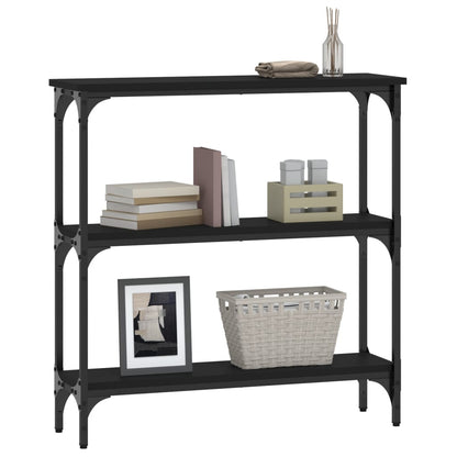 Black Engineered Wood Console Table - 75x22.5x75 cm