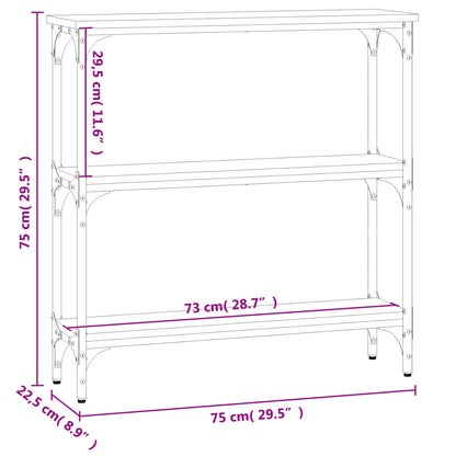 Black Engineered Wood Console Table - 75x22.5x75 cm