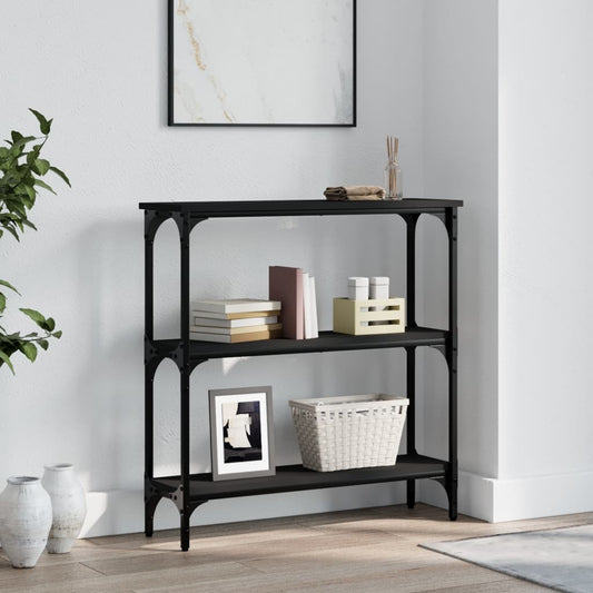Black Engineered Wood Console Table - 75x22.5x75 cm