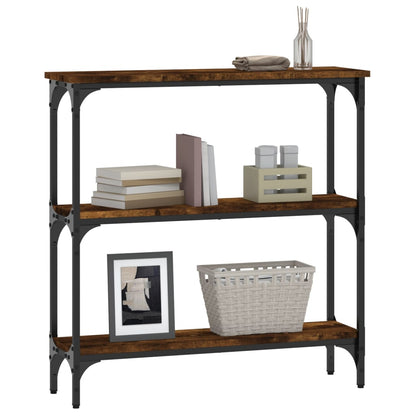 Smoked Oak Console Table - Engineered Wood, 75x22.5x75 cm
