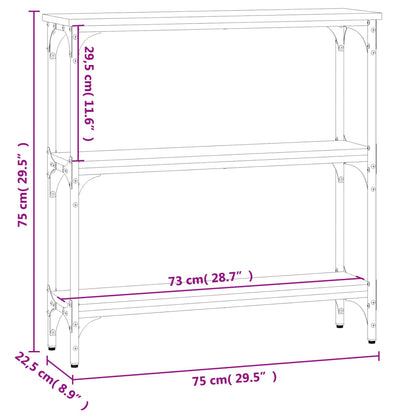 Smoked Oak Console Table - Engineered Wood, 75x22.5x75 cm
