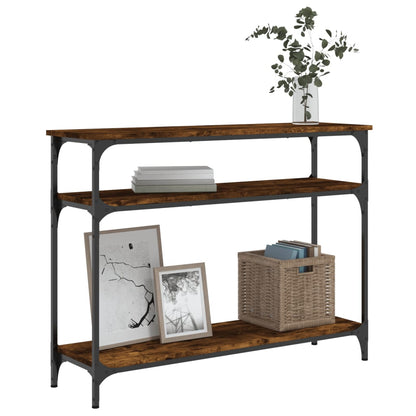 Smoked Oak Console Table - Engineered Wood, 100x29x75 cm