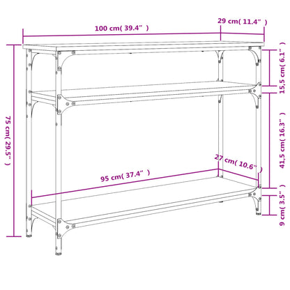 Smoked Oak Console Table - Engineered Wood, 100x29x75 cm