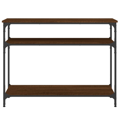 Brown Oak Console Table - Engineered Wood, 100x29x75 cm