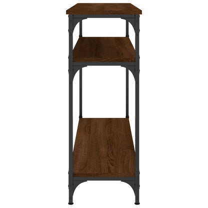 Brown Oak Console Table - Engineered Wood, 100x29x75 cm