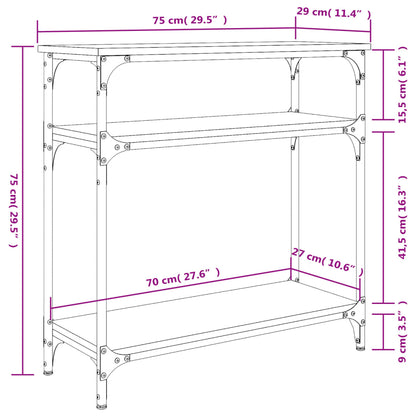 Black Engineered Wood Console Table - 75x29x75 cm