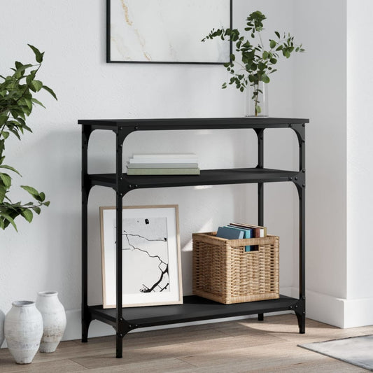 Black Engineered Wood Console Table - 75x29x75 cm
