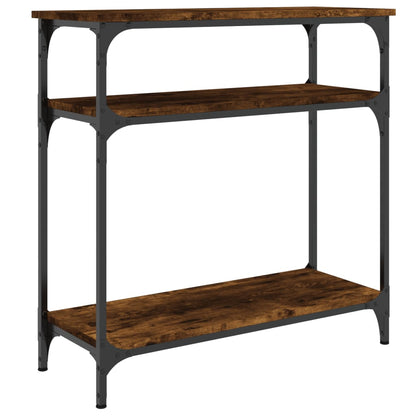 Smoked Oak Engineered Wood Console Table - 75x29x75 cm
