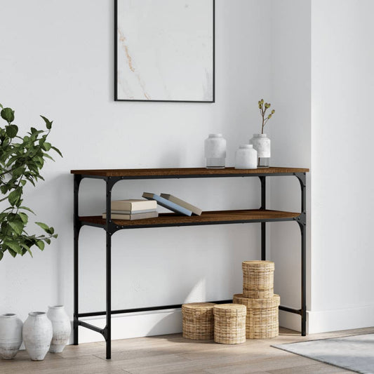 Brown Oak Console Table - 100x35.5x75 cm Engineered Wood