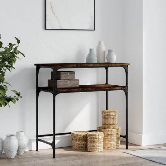 Smoked Oak Console Table 75x35.5x75cm - Engineered Wood