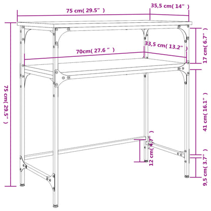 Brown Oak Console Table - 75x35.5x75 cm, Engineered Wood