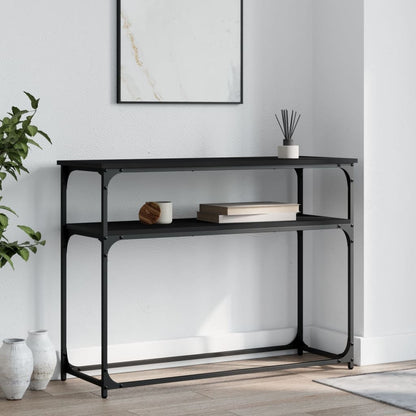 Black Console Table - Engineered Wood, 100x35.5x75 cm