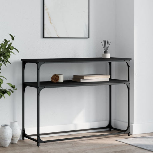 Black Console Table - Engineered Wood, 100x35.5x75 cm