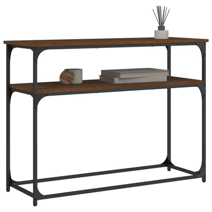 Brown Oak Console Table - Engineered Wood, 100x35.5x75 cm