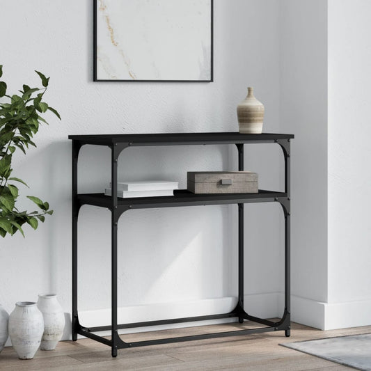 Black Engineered Wood Console Table - 75x35.5x75 cm