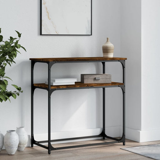 Smoked Oak Console Table - 75x35.5x75 cm - Engineered Wood