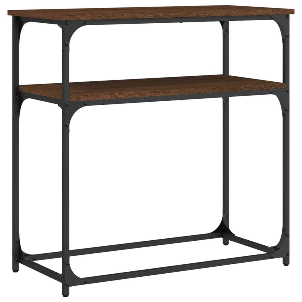 Brown Oak Console Table - 75x35.5x75 cm Engineered Wood