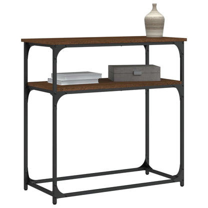 Brown Oak Console Table - 75x35.5x75 cm Engineered Wood
