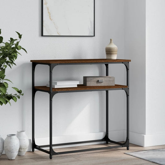 Brown Oak Console Table - 75x35.5x75 cm Engineered Wood