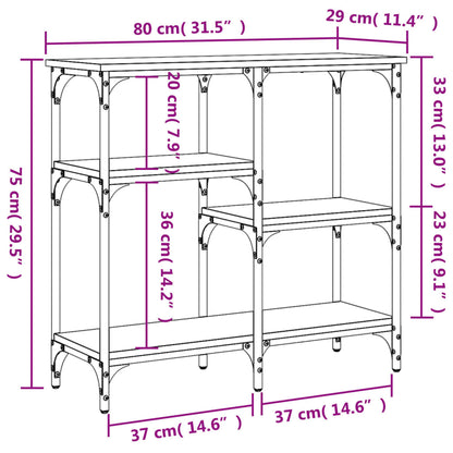Brown Oak Engineered Wood Console Table 80x29x75 cm