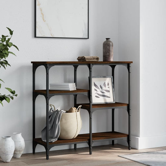 Brown Oak Engineered Wood Console Table 80x29x75 cm