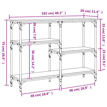 Smoked Oak Console Table - Engineered Wood, 102x29x75 cm