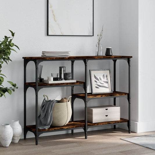 Smoked Oak Console Table - Engineered Wood, 102x29x75 cm