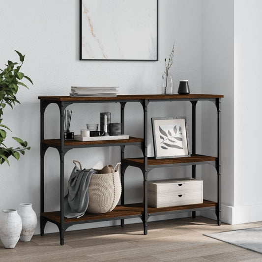 Brown Oak Console Table - Engineered Wood, 102x29x75 cm