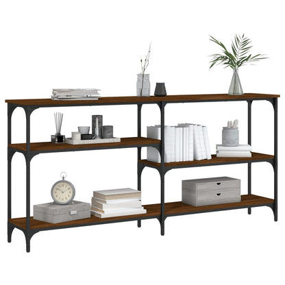 Brown Oak Console Table - 160x29x75 cm - Engineered Wood