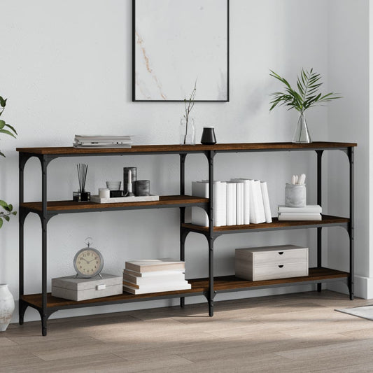 Brown Oak Console Table - 160x29x75 cm - Engineered Wood