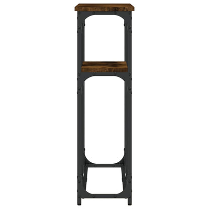 Smoked Oak Console Table - Engineered Wood, 90x22.5x75 cm