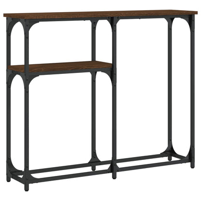 Brown Oak Engineered Wood Console Table - 90x22.5x75 cm