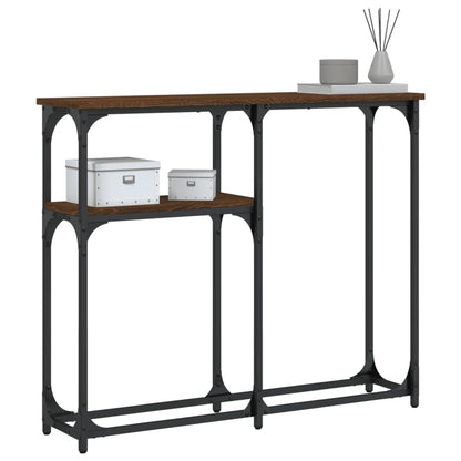 Brown Oak Engineered Wood Console Table - 90x22.5x75 cm