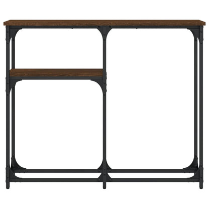 Brown Oak Engineered Wood Console Table - 90x22.5x75 cm