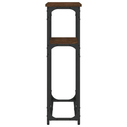 Brown Oak Engineered Wood Console Table - 90x22.5x75 cm