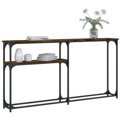 Smoked Oak Console Table - Engineered Wood, 145x22.5x75 cm