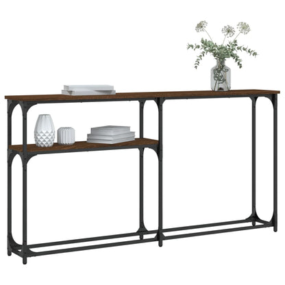 Brown Oak Console Table - 145x22.5x75 cm Engineered Wood
