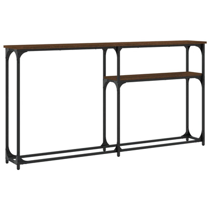 Brown Oak Console Table - 145x22.5x75 cm Engineered Wood