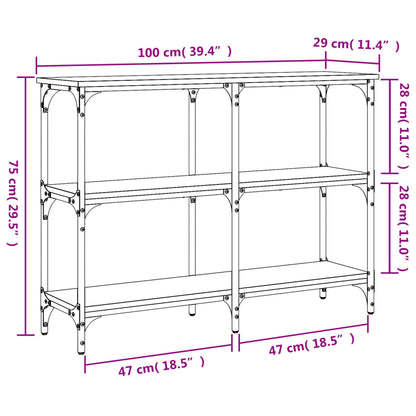 Smoked Oak Console Table - 100x29x75 cm, Engineered Wood