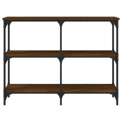 Brown Oak Engineered Wood Console Table - 100x29x75 cm