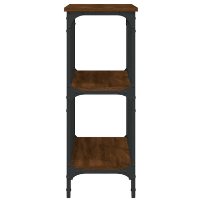 Brown Oak Engineered Wood Console Table - 100x29x75 cm