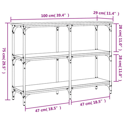 Brown Oak Engineered Wood Console Table - 100x29x75 cm