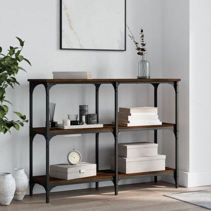 Brown Oak Engineered Wood Console Table - 100x29x75 cm