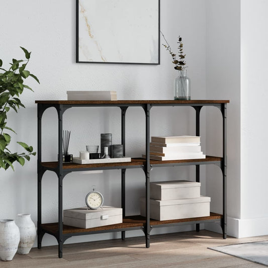 Brown Oak Engineered Wood Console Table - 100x29x75 cm