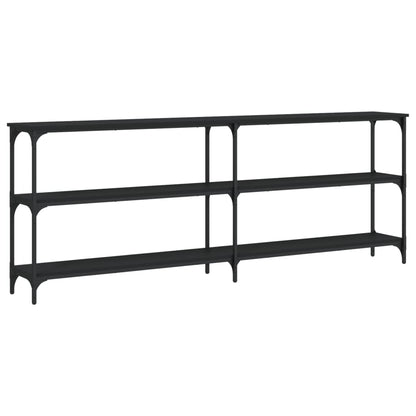 Black Engineered Wood Console Table - 200x29x75 cm