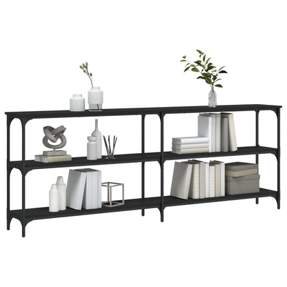 Black Engineered Wood Console Table - 200x29x75 cm