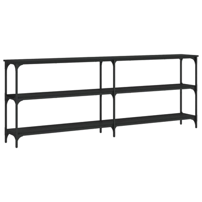 Black Engineered Wood Console Table - 200x29x75 cm